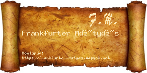 Frankfurter Mátyás névjegykártya